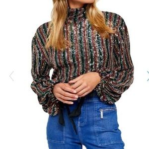Free People Midnight City Sequin Top